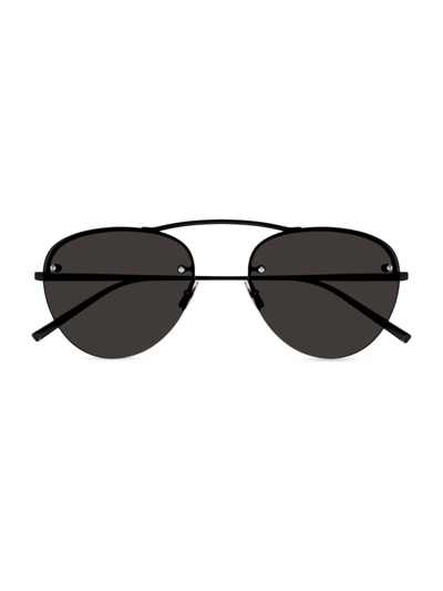 Shop Saint Laurent Women's Metal High-bridge 55mm Aviator Sunglasses In Black