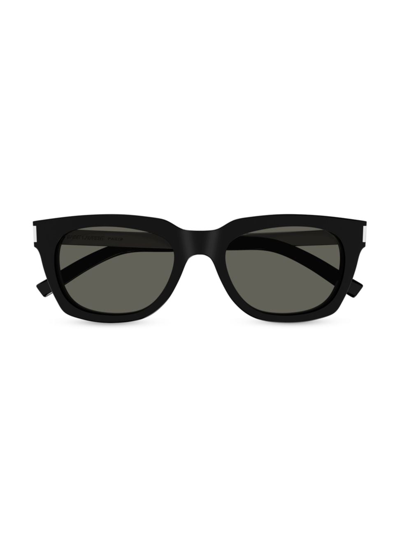 Shop Saint Laurent Women's Combi Corner Angle Bold 53mm Rectangular Sunglasses In Black