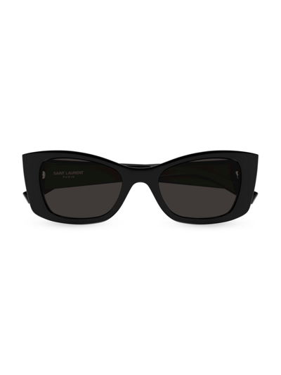 Shop Saint Laurent Women's Ultra Cat-eye Injection 52mm Sunglasses In Black