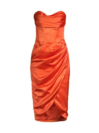 Shop Bardot Women's Jamila Satin Corset Dress In Orange Sorbet
