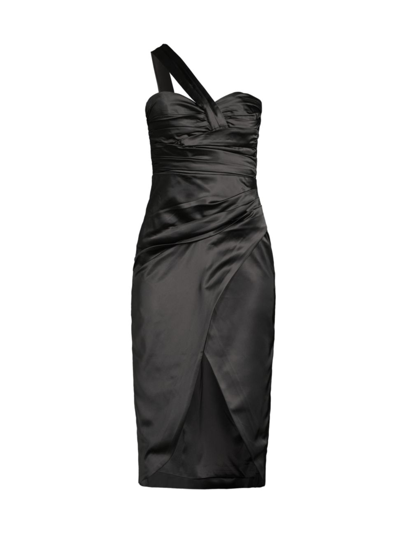 Shop Bardot Women's Veda Draped Satin Midi-dress In Black