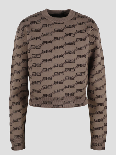 Shop Balenciaga Bb Monogram Signature Sweater In Brown