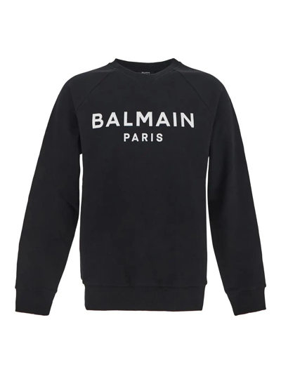 Shop Balmain Cotton Sweatshirt In Black