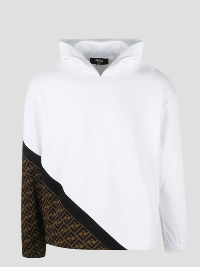 Shop Fendi Diagonal Ff Sweatshirt In Bianco