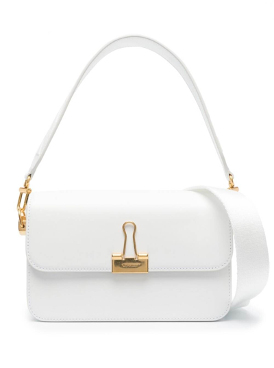 Shop Off-white Binder Clip Crossbody Bag In White Leather Woman