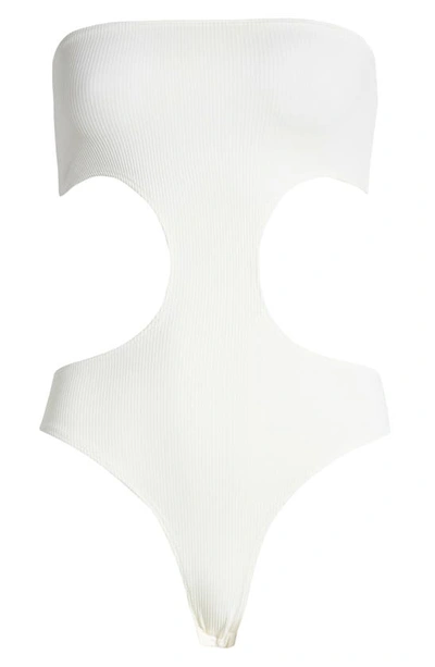 Edikted Women's Ribbed Bodysuit With Cut Out Top In White