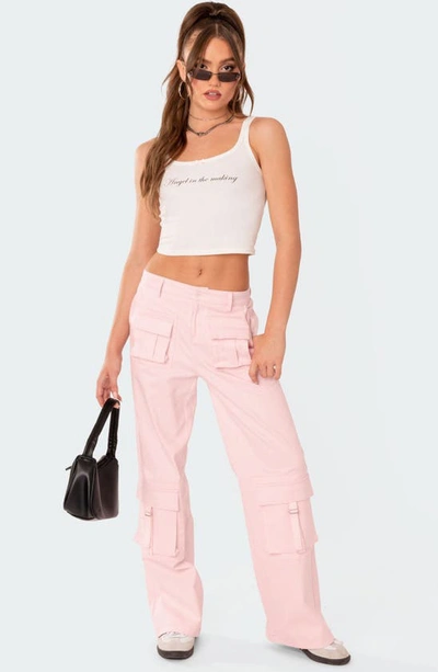Edikted Joan Low Rise Cargo Pants In Light-pink