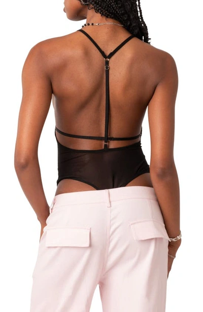 Edikted Women's Alva Open Back Sheer Mesh Bodysuit In Black
