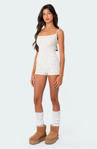 Edikted Ditsy Floral Open Back Romper In White