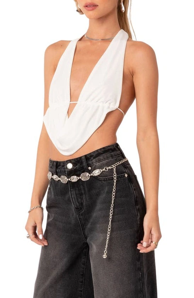 Edikted Open Back Crop Top In White