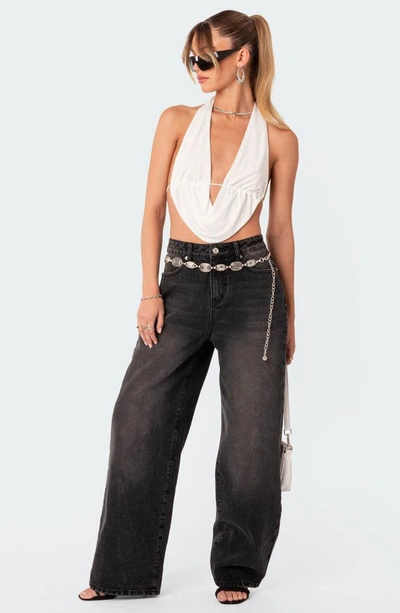 Edikted Open Back Crop Top In White
