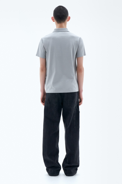 Shop Filippa K Stretch Cotton Polo T-shirt In Grey