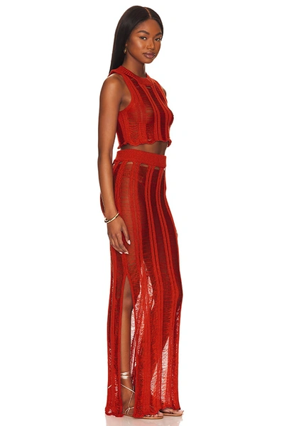Superdown Tayla Maxi Skirt Set In Burnt Orange