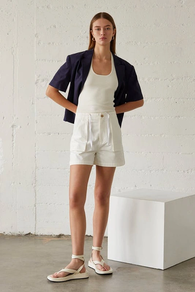 Shop Crescent Cleo Utility Denim Shorts In White