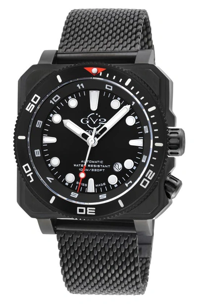 Shop Gv2 Xo Submarine Swiss Automatic Mesh Strap Watch, 44mm In Black