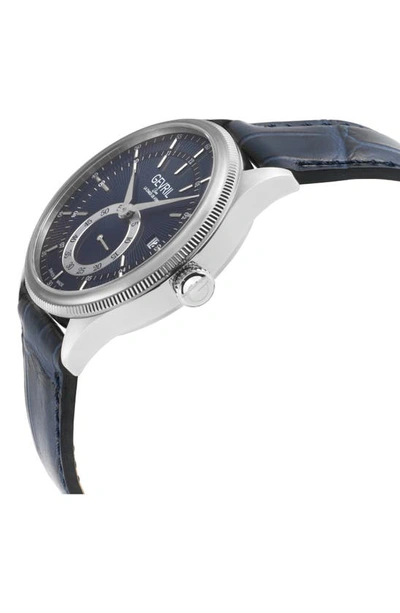 Gevril Empire Automatic Croc Embossed Leather Strap Watch, 40mm In Blue