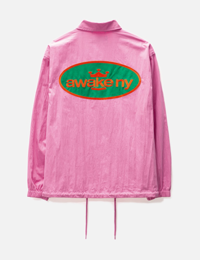 Shop Awake Ny King Logo Twill Coaches Jacket In Pink