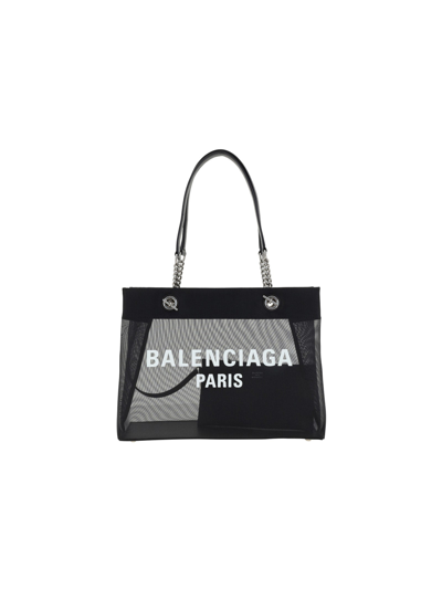 Shop Balenciaga Duty Free Tote Bag In Black/l White