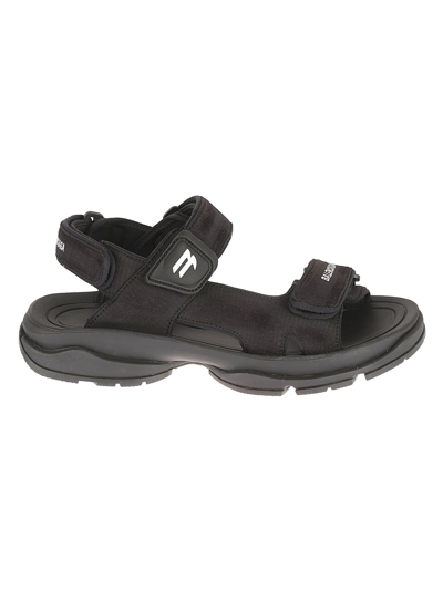 Shop Balenciaga Velcro Ankle Strap Sandals In Black