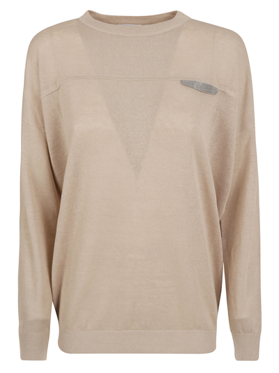 Shop Brunello Cucinelli Embellished Rib Sweater In Feather