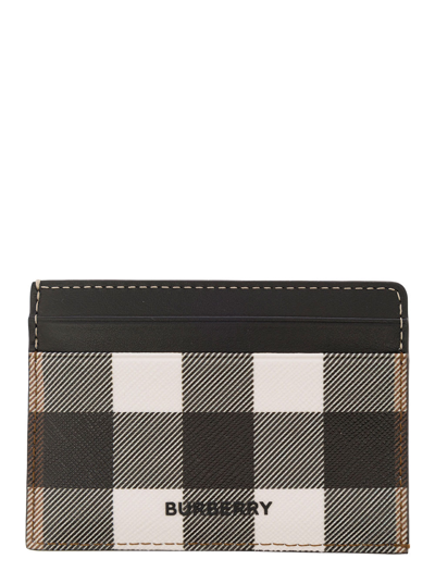 Shop Burberry Brown And White Cardholder With Signature Check Motif Man