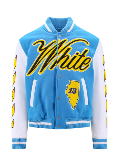 Shop Off-white Jacket In Turquoise