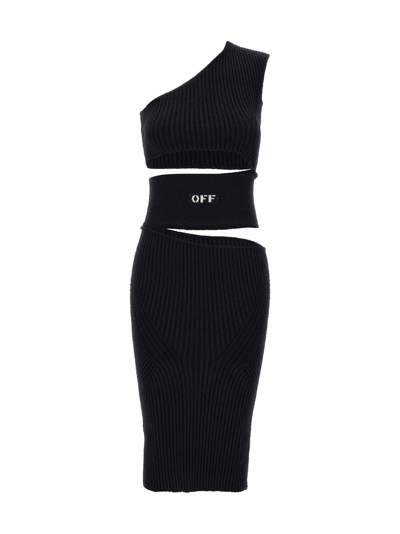 Shop Off-white Micro Bouclè Dress In Black