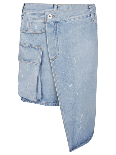 Shop Off-white Toybox Painted Pocket Skirt In Light Blue White