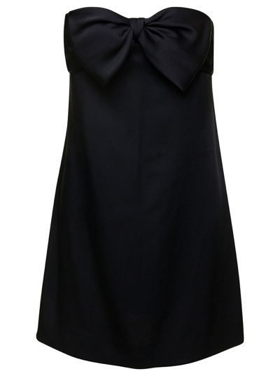 Shop Saint Laurent Black Bowl-detail Strapless Minidress In Viscose Woman In Nero