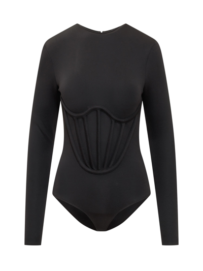 Shop Versace Bodysuit With Zip In Nero