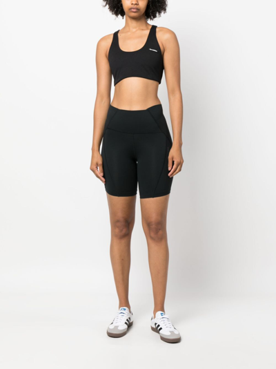 Sporty And Rich Elasticated Ribbed Tank Top With Scoop Neck In Black