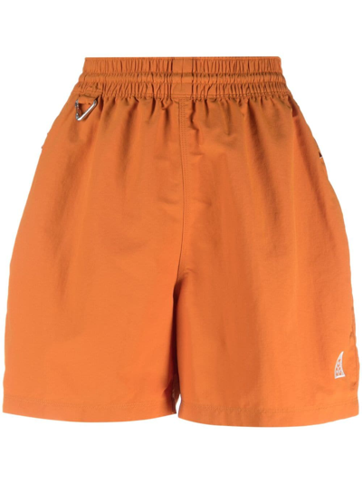 Shop Nike Acg Elasticated-waist Shorts In Orange
