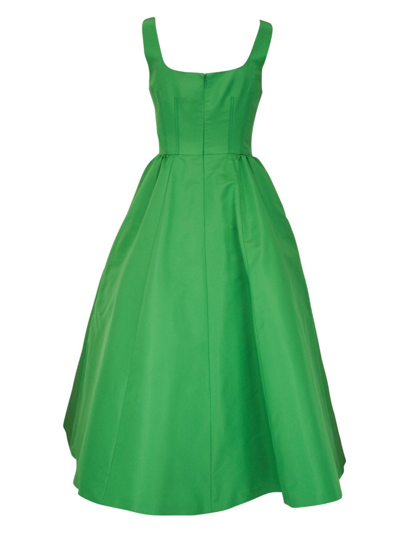 Shop Carolina Herrera Sleeveless Silk Midi Dress In Green