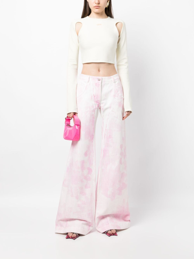 Shop Chet Lo Graphic Print Wide-leg Jeans In Pink