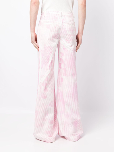 Shop Chet Lo Graphic Print Wide-leg Jeans In Pink