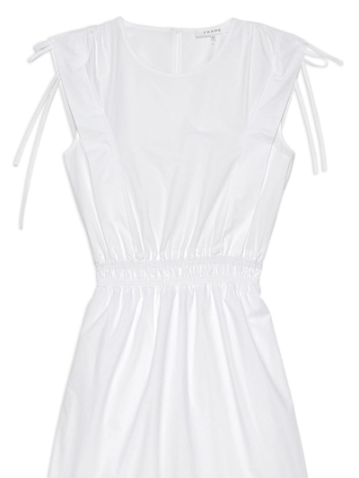 Shop Frame Cinched-shoulder Midi Dress In White