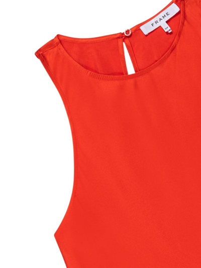 Shop Frame Bias Round-neck Silk Top In Orange