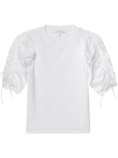 Shop Frame Ruched Organic-cotton T-shirt In White
