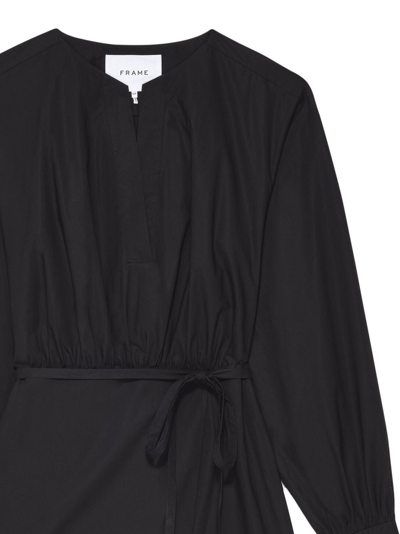 Shop Frame Wrapped Cotton Mini Dress In Black