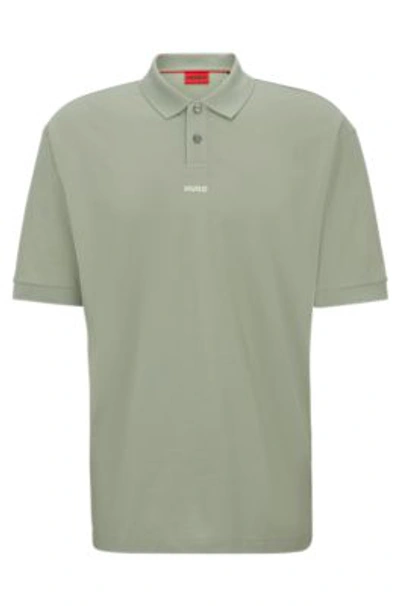 Shop Hugo Cotton-piqu Polo Shirt With Logo Print In Light Green