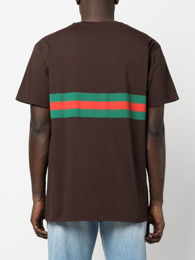 Shop Gucci Logo Cotton T-shirt In Brown
