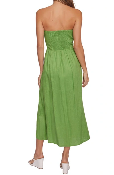 Lost + Wander Elia Strapless Linen & Cotton Maxi Dress In Garden Green