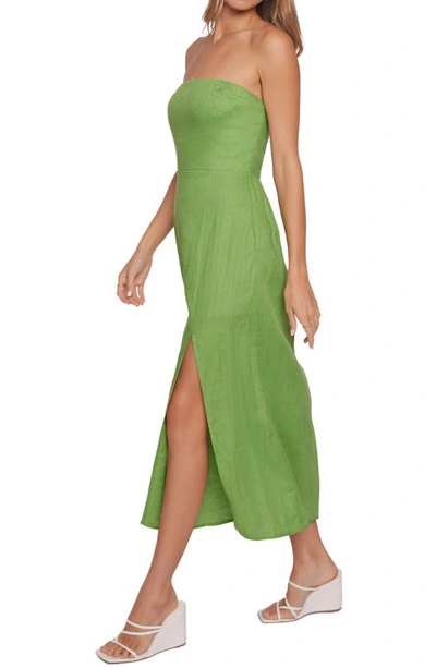 Lost + Wander Elia Strapless Linen & Cotton Maxi Dress In Garden Green
