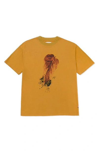 Shop Honor The Gift Leaf Cotton Graphic T-shirt In Mustard