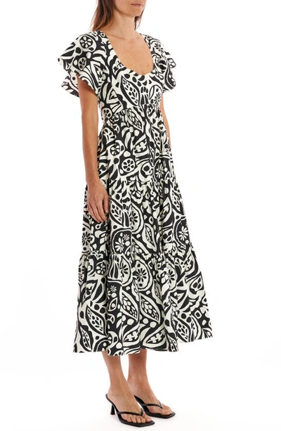 Shop La Ligne Tanya Cotton Poplin Dress In Black/ White