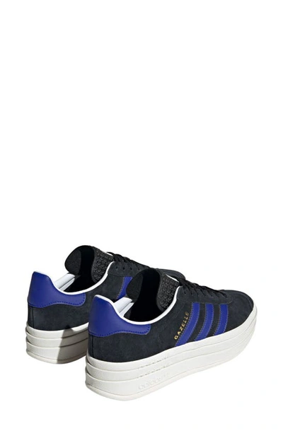 Shop Adidas Originals Gazelle Bold Platform Sneaker In Black/ Blue/ Gold
