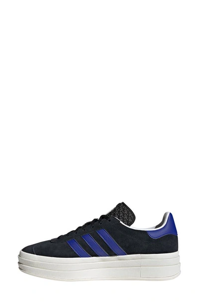 Shop Adidas Originals Gazelle Bold Platform Sneaker In Black/ Blue/ Gold