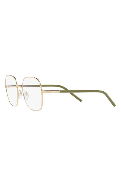 Prada 54mm Rectangle Optical Glasses In Pale Gold