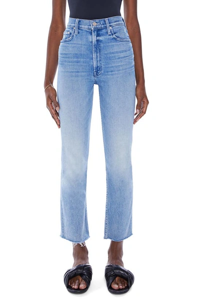 Shop Mother The Rider Frayed High Waist Ankle Straight Leg Jeans In Fish Out Of Water