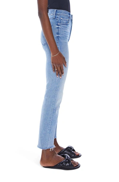 Shop Mother The Rider Frayed High Waist Ankle Straight Leg Jeans In Fish Out Of Water